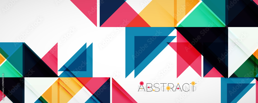 Geometric abstract background. Techno color triangle shapes. Vector illustration for covers, banners, flyers and posters and other designs