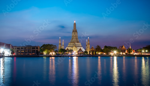 Wat Arun in twilight, It is spectacular,This is an important landmark and a famous tourist destination at bangkok in thailand. © Thasist