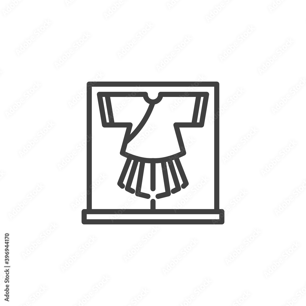 Ancient asian clothes line icon. linear style sign for mobile concept and web design. Antique clothes outline vector icon. Symbol, logo illustration. Vector graphics Ancient asian clothes line icon. linear style sign for mobile concept and web design. Antique clothes outline vector icon. Symbol, logo illustration. Vector graphics