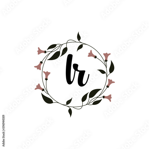 LR Initial handwriting logo template vector 