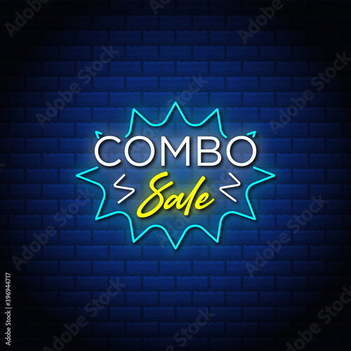 Discount combo sale banner design in neon style.