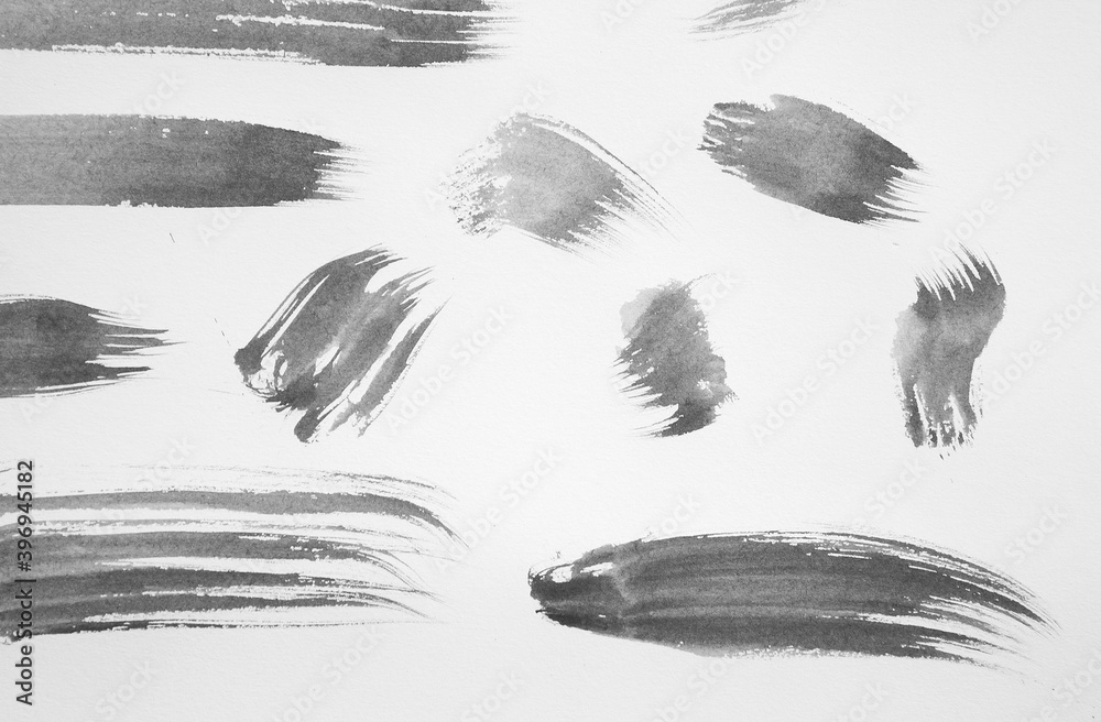 Hand drawing brush stroke. Set of black paint, ink brushes, lines
