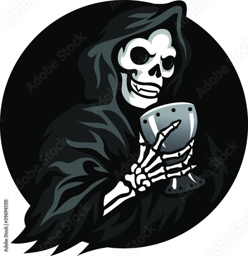 Grim Reaper Holding The Holy Grail