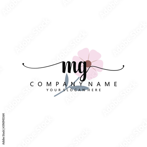 MG Initial handwriting logo template vector 