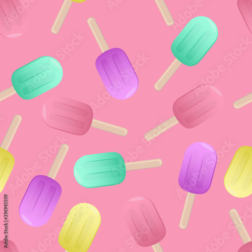 colored lollipops, vector seamless pattern on pink background, sweets