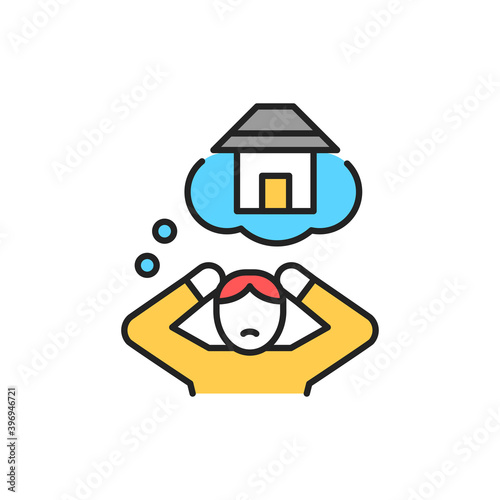 Homeless person line color icon. Sign for web page, mobile app