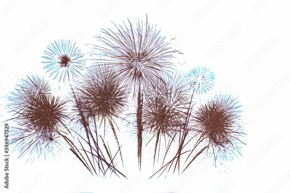 Obraz premium Fireworks illustration art on white background.
