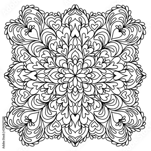 Easy mandala like flower or star  basic and simple mandalas coloring book for adults  seniors  and beginner. Digital drawing. Floral. Flower. Oriental. Book Page. Vector.
