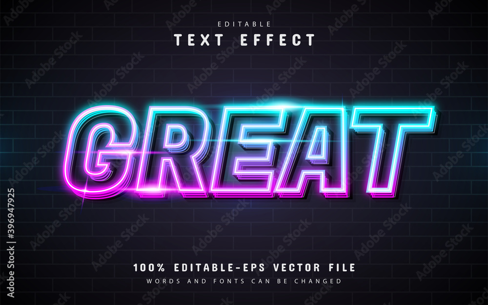 Great neon text effect with gradient Great neon text effect with gradient