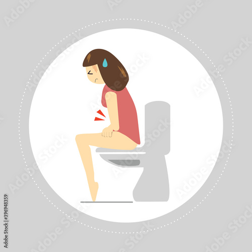 Illustration of woman with constipation problem. photo