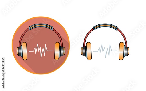 Headphones flat icon. Music and technology, sound and audio, vector illustration