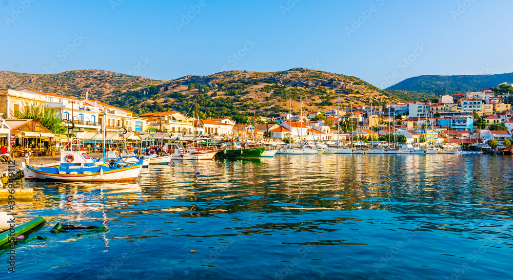 Pythagoreio Harbour view. Pythagoreio is the most popular village in Samos Island.