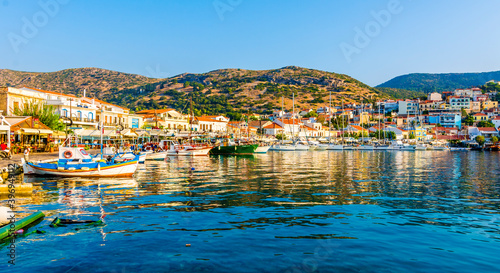 Pythagoreio Harbour view. Pythagoreio is the most popular village in Samos Island. © nejdetduzen
