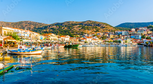 Pythagoreio Harbour view. Pythagoreio is the most popular village in Samos Island. photo