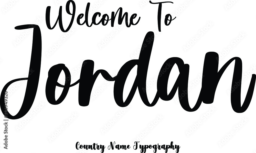 To Jordan Country Name Cursive Handwriting Typography Black