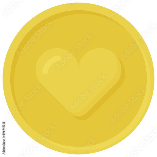 gold coin with heart sign. Vector illustration