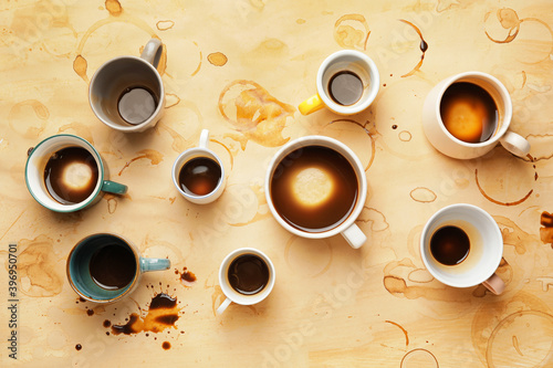 Cups and coffee stains on l...