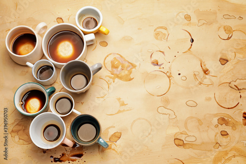 Cups and coffee stains on l...