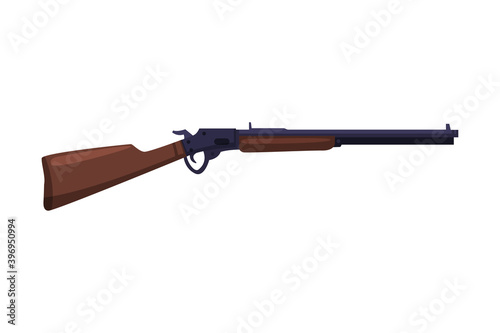 Hunting Rifle, Shotgun, Hunter Tackles Flat Vector Illustration