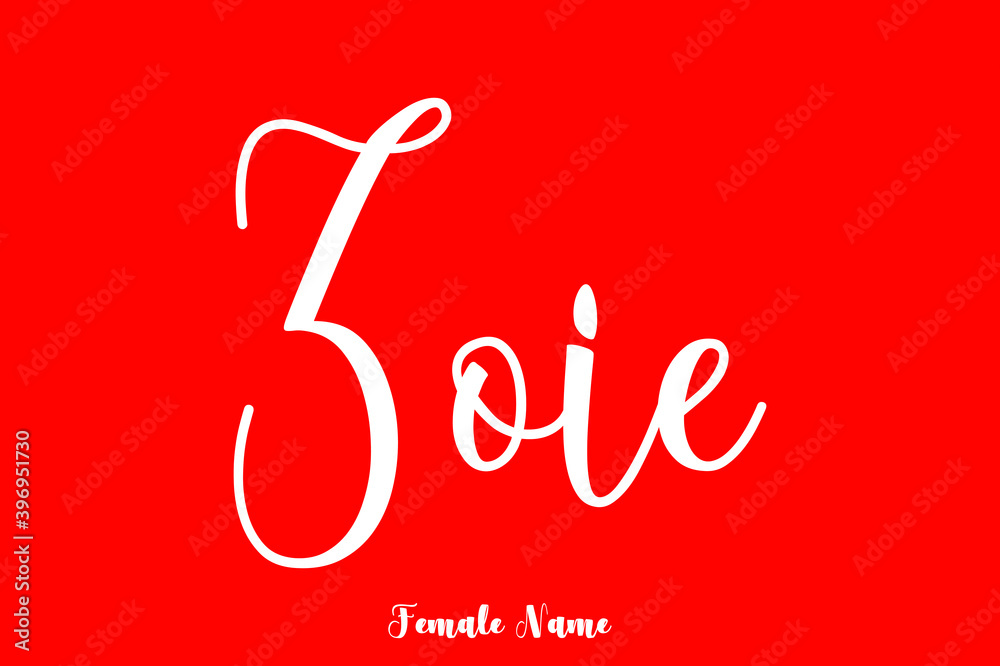 Fototapeta premium Zoie-Female Name Cursive Typography Text On Red Background