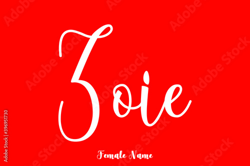 Zoie-Female Name Cursive Typography Text On Red Background photo