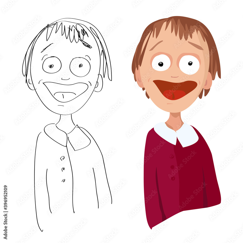 Vector cartoon portrait of a surprised happy man on a white background Vector cartoon portrait of a surprised happy man on a white background