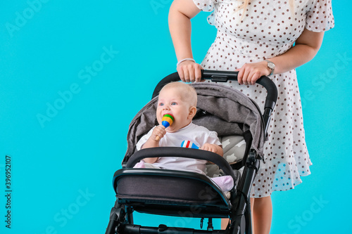 Woman and her cute baby in ...