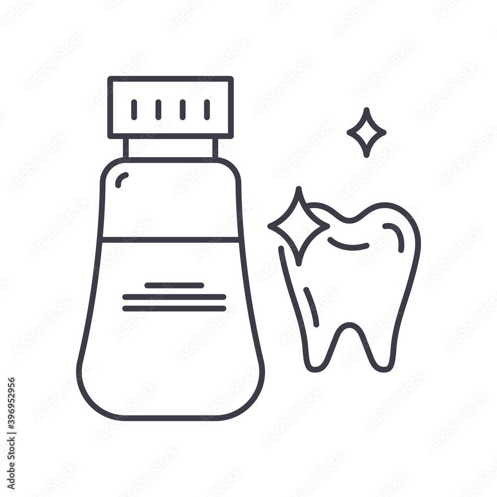 Mouthwash solution icon, linear isolated illustration, thin line vector, web design sign, outline concept symbol with editable stroke on white background. Mouthwash solution icon, linear isolated illustration, thin line vector, web design sign, outline concept symbol with editable stroke on white background.