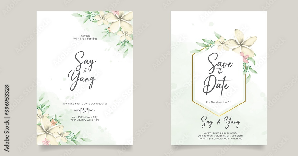 the beautiful floral wedding invitations card template