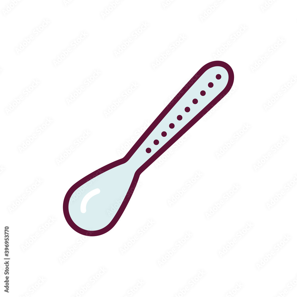 Silver spoon line icon. Isolated vector element. Silver spoon line icon. Isolated vector element.