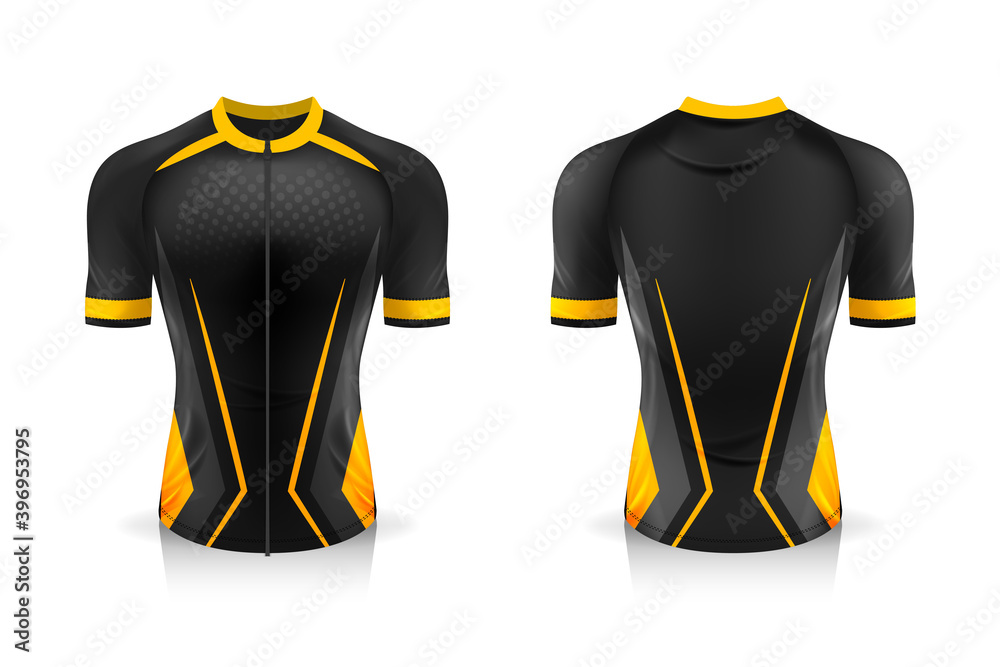 Specification Cycling Jersey template. mock up Sport T Shirt round neck  uniform for bicycle apparel . Vector Illustration design , Separate work  layers . vector de Stock | Adobe Stock