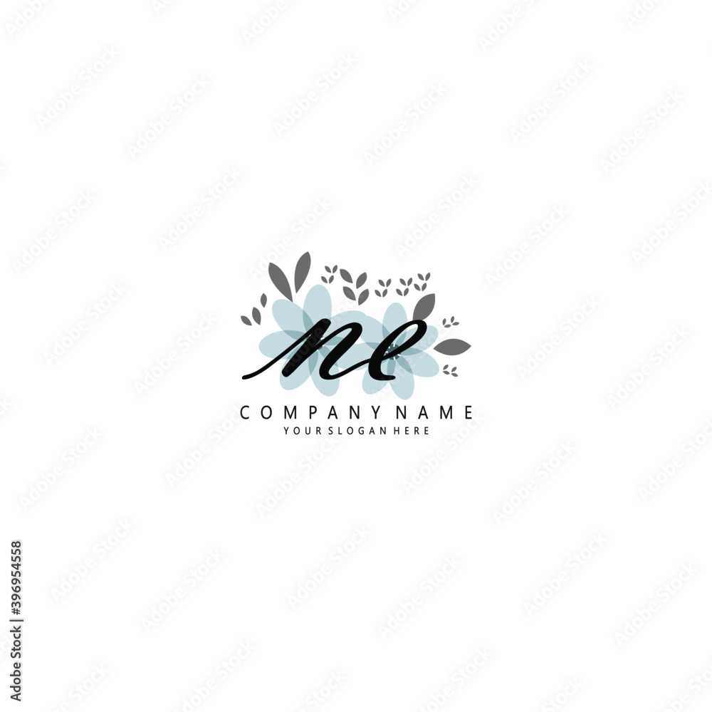NE Initial handwriting logo template vector 