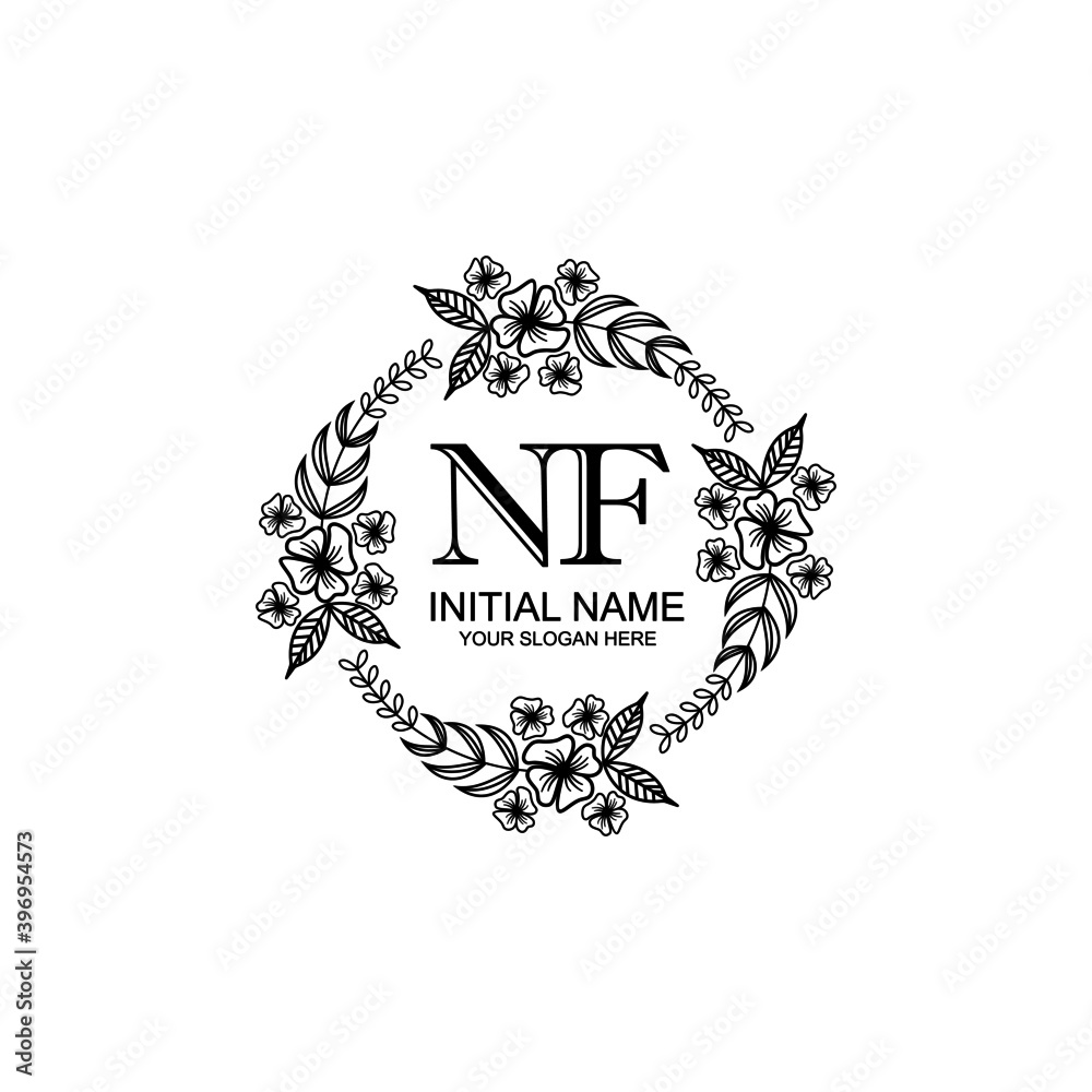 NF Initial handwriting logo template vector 