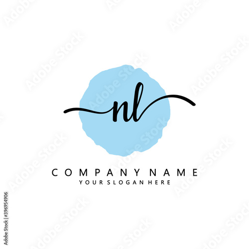 NL Initial handwriting logo template vector 