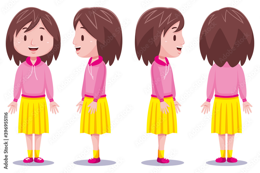 Cute girl character in different poses Cute girl character in different poses