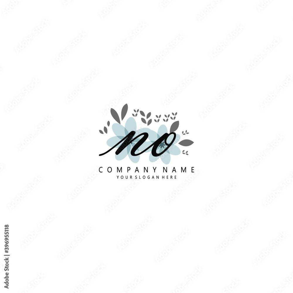 NO Initial handwriting logo template vector 