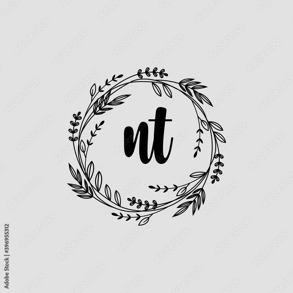 NT Initial handwriting logo template vector NT Initial handwriting logo template vector