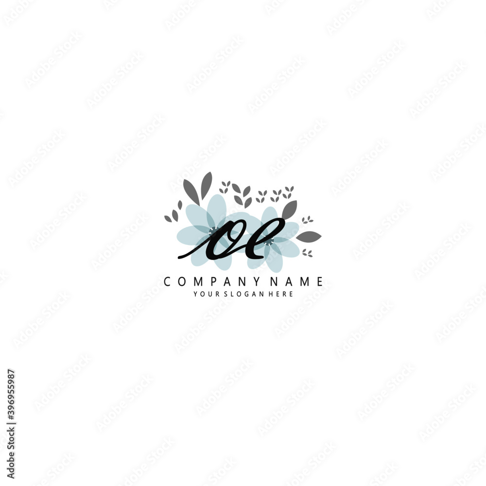 OE Initial handwriting logo template vector OE Initial handwriting logo template vector