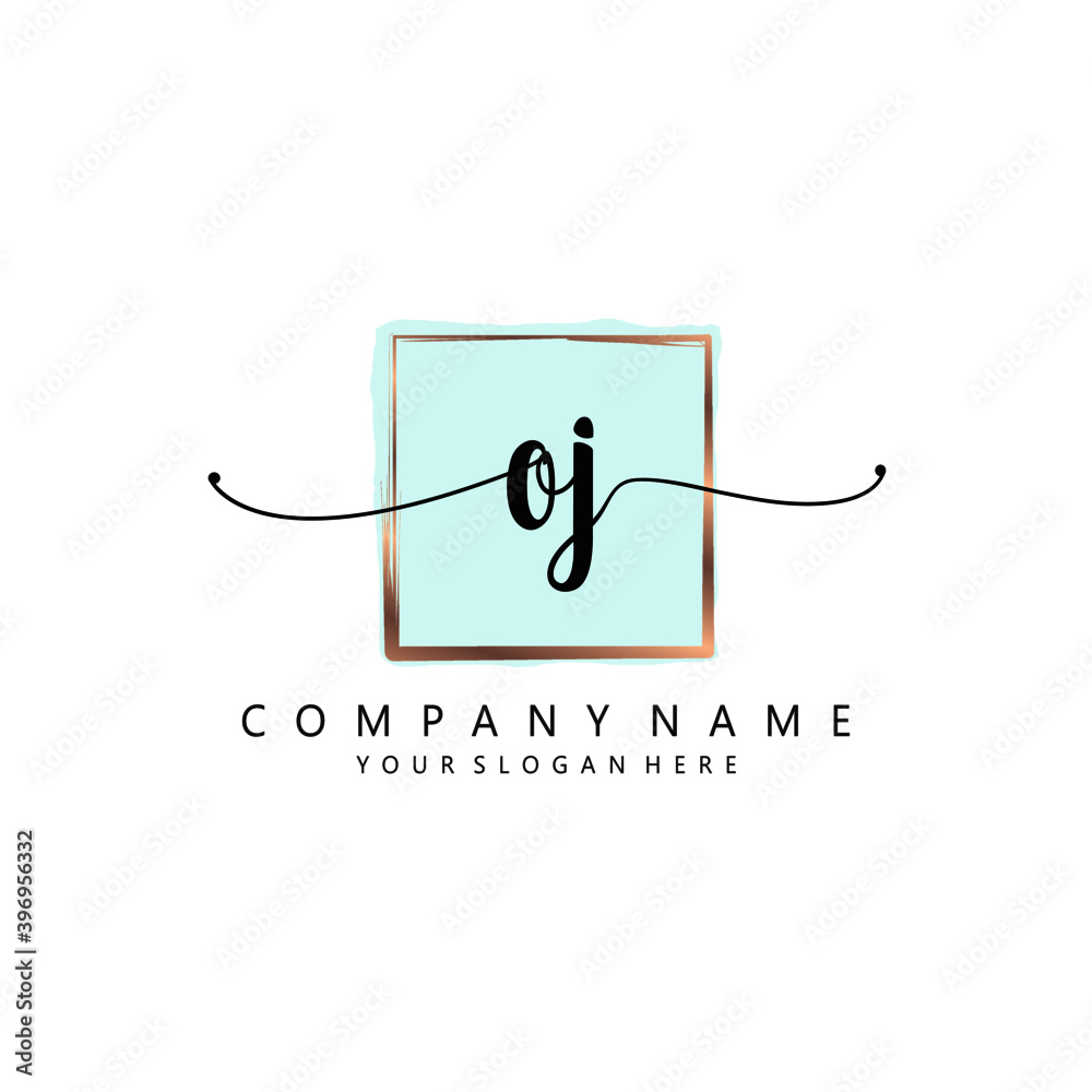 OJ Initial handwriting logo template vector 