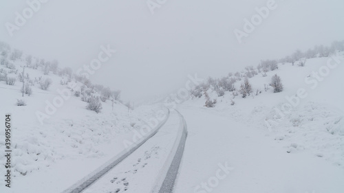 Road with winter landscape in Eastern Anatolia, Bitlis, Turkey