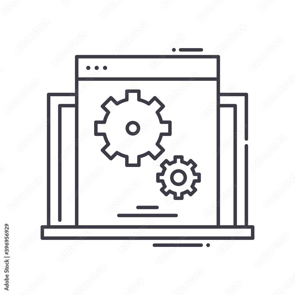 Monitoring system icon, linear isolated illustration, thin line vector, web design sign, outline concept symbol with editable stroke on white background. Monitoring system icon, linear isolated illustration, thin line vector, web design sign, outline concept symbol with editable stroke on white background.