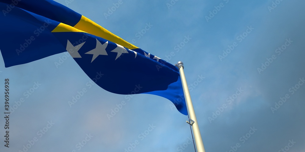 Fototapeta premium 3d rendering of the national flag of the Bosnia and Herzegovina