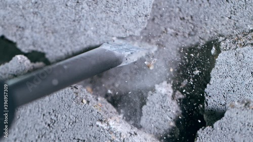 Wallpaper Mural Super Slow Motion Detail Shot of Concrete Demolition by Jackhammer at 1000 fps. Torontodigital.ca
