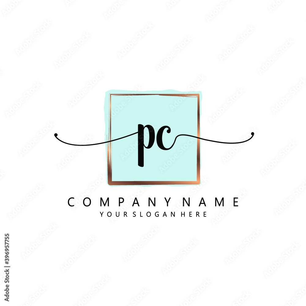 PC Initial handwriting logo template vector PC Initial handwriting logo template vector