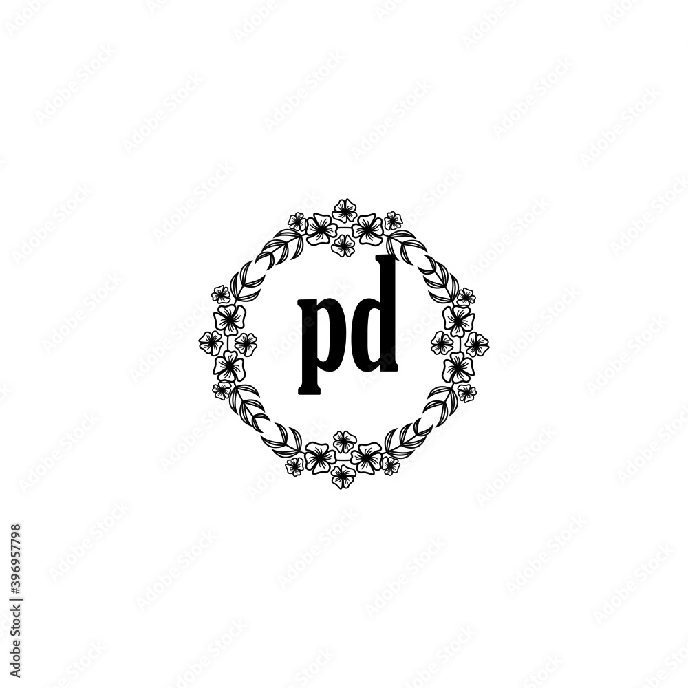 PD Initial handwriting logo template vector PD Initial handwriting logo template vector
