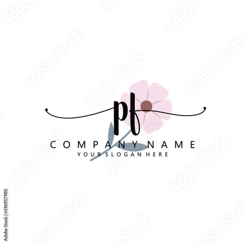 PF Initial handwriting logo template vector 