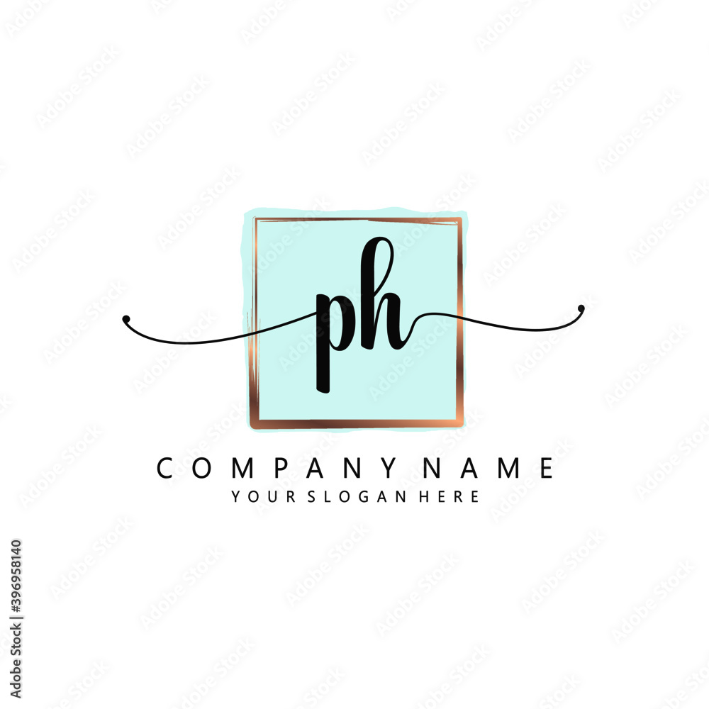 PH Initial handwriting logo template vector 