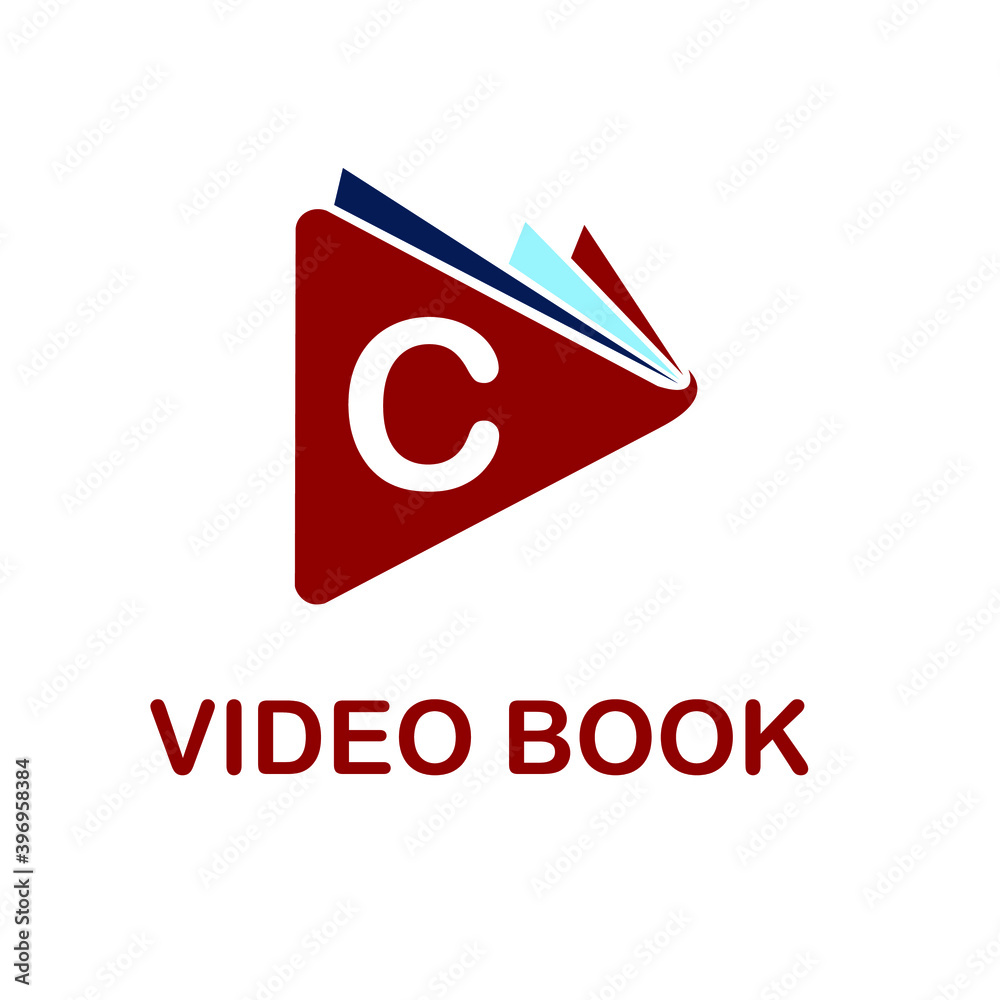 C initial letter video book education logo concept C initial letter video book education logo concept