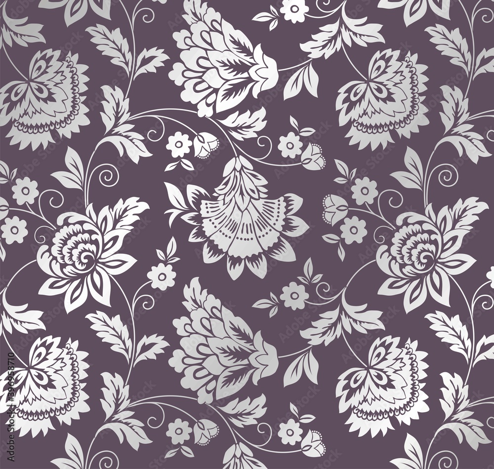 Fototapeta premium traditional wedding card design, paisley floral pattern , India 