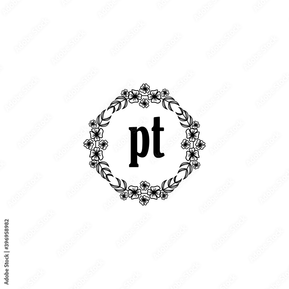 PT Initial handwriting logo template vector 